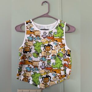 Women's Nickelodeon Rugrats Character Print Cropped Tank Top Cute Summer Shirt L